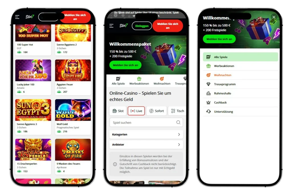 Slot7 Mobile Nutzung